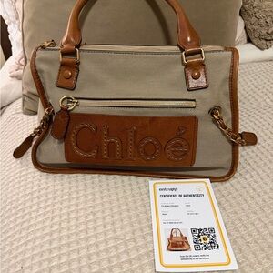 EUC Chloe Haley Brown Leather and Canvas Bag